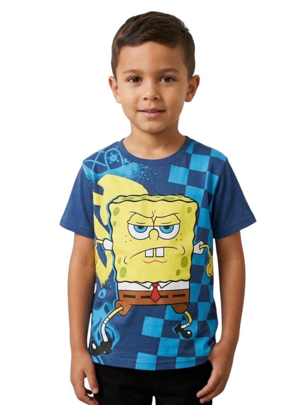 Nickelodeon SpongeBob SquarePants Blue Graphic Tee Boys Size Small